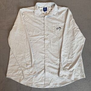 XXL Guy Harvey Men's White/Blue Checkered Long Sleeve Button Down Shirt